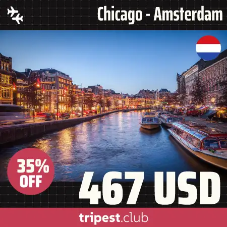 Cheap flights - Chicago - Amsterdam - only $467 RT - 35% off