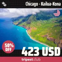 Cheap flights - Chicago - Kailua-Kona - only $423 RT - 50% off