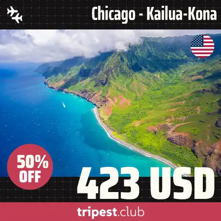 Cheap flights - Chicago - Kailua-Kona - only $423 RT - 50% off