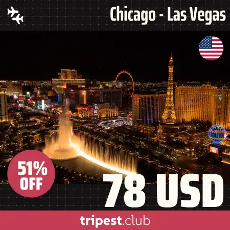 Cheap flights - Chicago - Las Vegas - only $78 RT - 51% off
