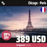 Cheap flights - Chicago - Paris - only $389 RT - 39% off