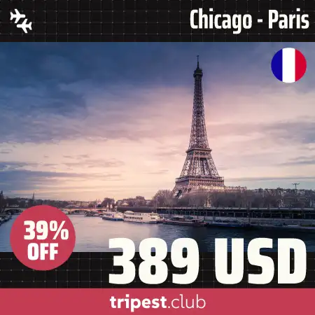 Cheap flights - Chicago - Paris - only $389 RT - 39% off