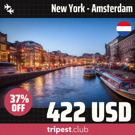Cheap flights - New York - Amsterdam - only $422 RT - 37% off