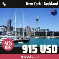 Cheap flights - New York - Auckland - only $915 RT - 41% off
