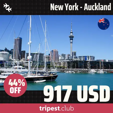 Cheap flights - New York - Auckland - only $917 RT - 44% off