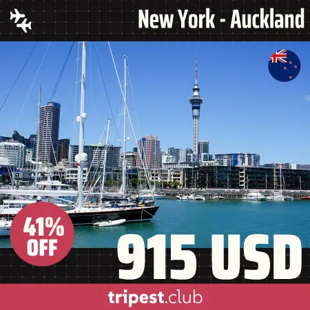 Cheap flights - New York - Auckland - only $915 RT - 41% off