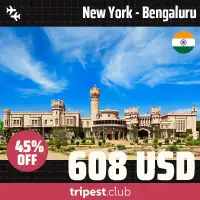 Cheap flights - New York - Bengaluru - only $608 RT - 45% off