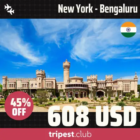 Cheap flights - New York - Bengaluru - only $608 RT - 45% off