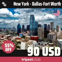 Cheap flights - New York - Dallas-Fort Worth - only $90 RT - 55% off
