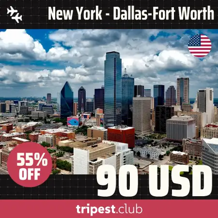 Cheap flights - New York - Dallas-Fort Worth - only $90 RT - 55% off