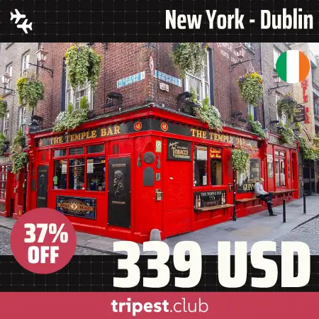 Cheap flights - New York - Dublin - only $339 RT - 37% off