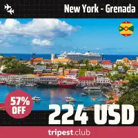 Cheap flights - New York - Grenada - only $224 RT - 57% off