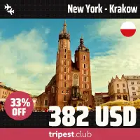 Cheap flights - New York - Krakow - only $382 RT - 33% off