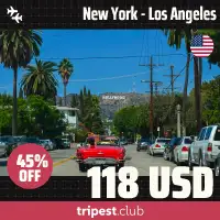Cheap flights - New York - Los Angeles - only $118 RT - 45% off
