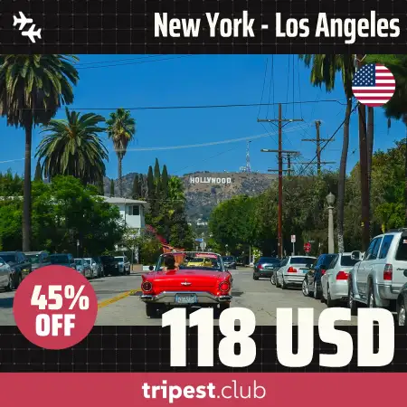 Cheap flights - New York - Los Angeles - only $118 RT - 45% off