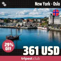 Cheap flights - New York - Oslo - only $361 RT - 29% off