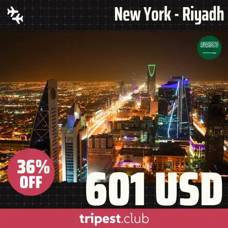 Cheap flights - New York - Riyadh - only $601 RT - 36% off