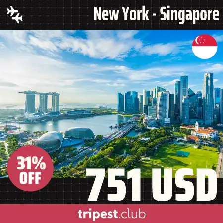 Cheap flights - New York - Singapore - only $751 RT - 31% off