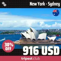 Cheap flights - New York - Sydney - only $916 RT - 30% off