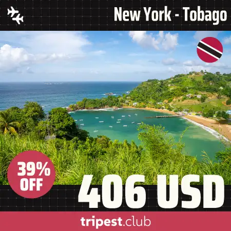 Cheap flights - New York - Tobago - only $426 RT - 39% off